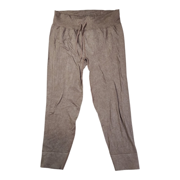 PINK Active Ribbed High Waist Joggers Taupe XXL Lounge Pants Recycled Fabric - Picture 1 of 5